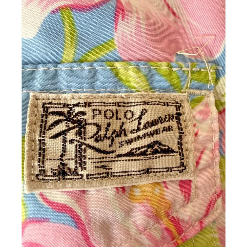 Polo Ralph Lauren Mens M Blue Floral Hawaiian Surf Bathing Suit Swim Trunks